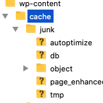 Image of the folder structure inside WordPress' cache folder in FileZilla. Remove the content of the cache folder to fix not updating wordpress posts.