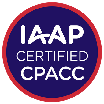 Picture showing CPACC badge by International Association of Accessbility Professionals (IAAP)
